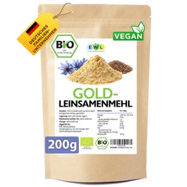 EWL Naturprodukte Organic Gold Linseed Flour 200 g, 100% Gold Linseed from Controlled Organic Cultivation, Flaxseed Flour Vegan