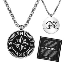 GBTBYS To My Dad Necklace, Dad Gifts from Daughter Son, Fathers Day Gift Ideas from Daughter, Compass Necklace Daddy Fathers Day Step Dad New Dad Birthday Anniversary Jewelry Gifts