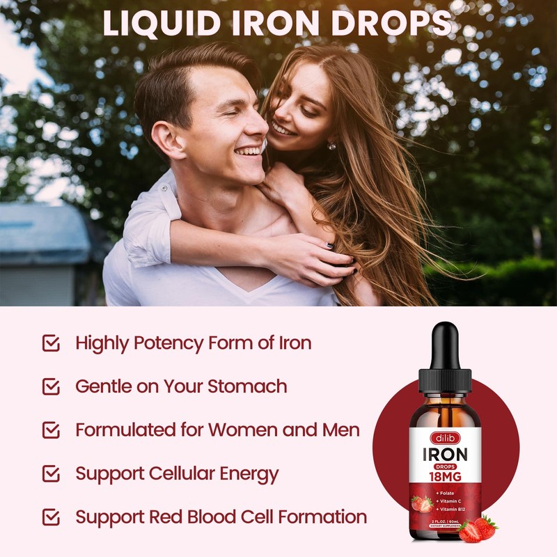 Liquid Iron Supplement for Women & Men Iron Drops Iron