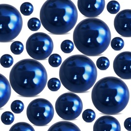 280Pcs Beads Faux Pearls Vase Filler for Centerpieces, Navy Blue 8/14/18mm No Hole Pearls for Vase, Beads for Wedding Makeup Party Home Birthday Table Decor Decoration