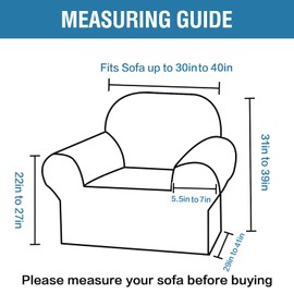 H.VERSAILTEX Chair Covers 1 Piece Couch Stretch Covers Washable Couch Covers Anti-Slip Soft Pet Couch Covers for Sofa Upgrade Thick Jacquard Fabric with Spiral Pattern(30"-40", Grey)