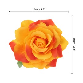QUARKZMAN Pack of 20 Rose Hair Clips Flower 4 Inch Hair Clip Women's Multicoloured Hair Pins Flowers Hair Accessories for Girls Dancer Party Wedding Beach Orange