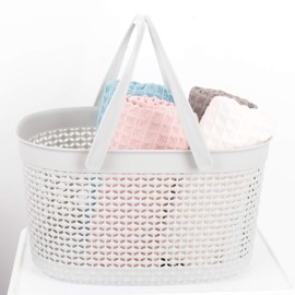 rejomiik Portable Shower Caddy Basket, Plastic Organizer Storage Tote with Handles for Bathroom, College Dorm, Kitchen, Grey
