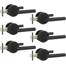 Goldenwarm Black Door Handles Interior, Privacy Matte Black Interior Door Handles, Heavy Duty Zinc Alloy Black Door Lever for Bedroom and Bathroom (6 Pack)