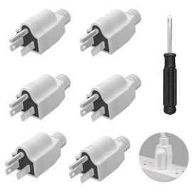 3 Prong Replacement Plug, Male Plug end Replacement 3Prongs, 3 Pack Extension Cord Ends with 1 Screwdriver, Neutral Ground Bonding Plu, 3 Wire 15A 125V, Replacementplug 3 Prong, White