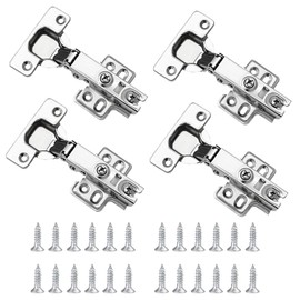 YUNYU 4 Pcs Cabinet Hinges,Kitchen Cupboard Hinges Cupboard Hinges with Screws Soft Close Hinges Kitchen Cabinet Hinges Full Overlay Mute Door Hinges for Bathroom Bedroom Dining Room