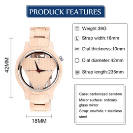 MicLee Men's Simple Wooden Watch Analogue Quartz Movement Wrist Watch for Men Husband Gifts, Bracelet