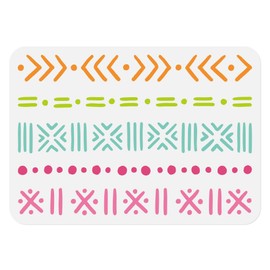 Doodlream Tribal Mudcloth Wall Stencil Template 11.7 x 8.3 Inch Reusable Plastic Border Stencil for Painting on Wood Wall Floor Fabric Glass Furniture, DIY Home Decor or Craft Stencil