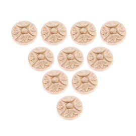 MUXSAM 10Pcs 3cm Wood Carved Applique Onlay for Decoration Furniture Decals Corner Round Frame Onlay Cabinet Unpainted