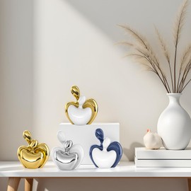 XMGZQ Gold Mini Hugging Couple Statue Ceramic Lover Figurine Home Decor is a Romantic Gift for Her on Wedding Anniversary and Valentines, TV Stand Decoration Knick Knacks for Shelves