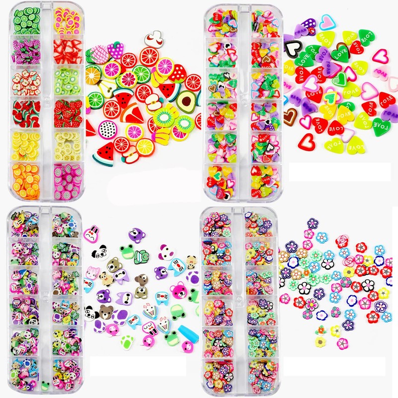 Set of 4 Nail Fruit Slices, Basicon Cute Fruit Polymer