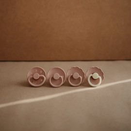 FRIGG Daisy Night Natural Rubber Baby Pacifier | Made in Denmark | BPA-Free (Croissant/Cream, 0-6 Months) 2-Pack