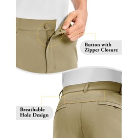 TBMPOY Men's Golf Dress Shorts 10" Quick Dry Lightweight Stretch for Flat Front Work Casual Hiking Shorts with 4 Pockets Dark Khaki 32