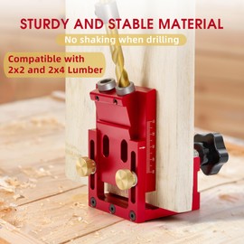 Pocket Hole Jig Kit, Fits 2x2 and 2x4 Lumber Woodworking, Includes Drill Bit and Plugs, Adjustable Doweling Jig for Accurate Angled Carpentry Joints