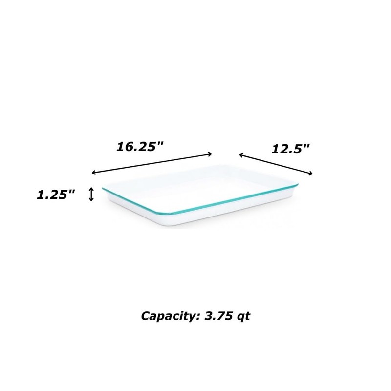 Enamelware Jelly Roll Pan, 16.25 x 12.25 inches, Vintage White/Blue