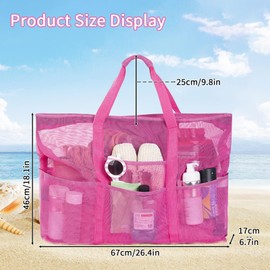 Boziee Large Beach Bag XXL Mesh Beach Bag Women's Shopper Travel Bag with Zip Beach Tote Bag for Beach Travel Shopping Picnic, pink, XXL