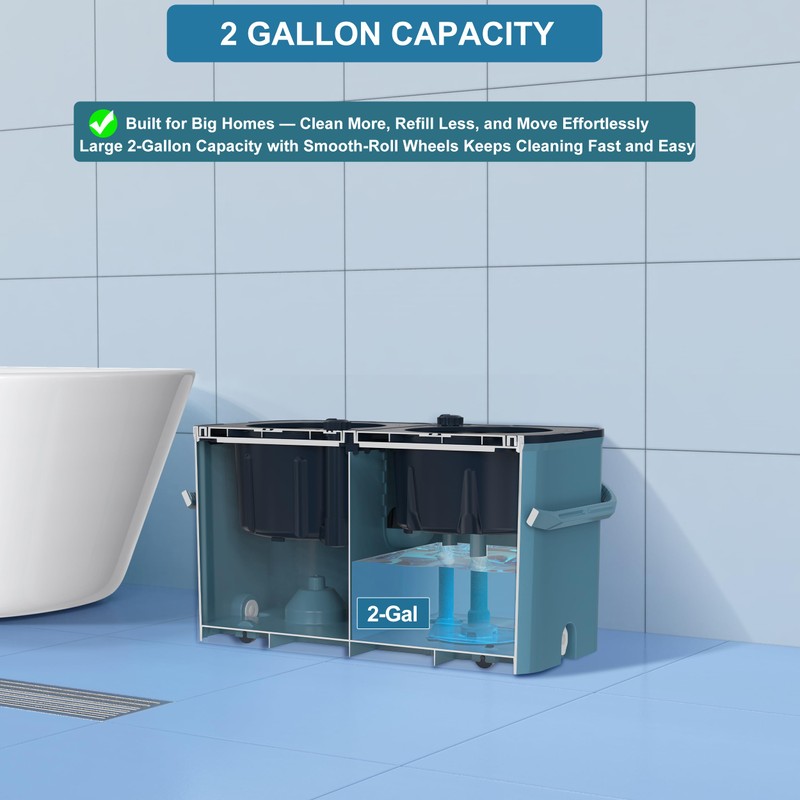 RinseWise Large Gen 1 Mop Bucket Set, Clean/Dirty Water Separation,