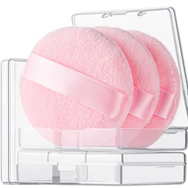 Teenitor 3Pcs Pink Powder Puff, Powder Puffs, 2.36 Inch Setting Powder Puff,Powder Puffs for Face Powder Soft Powder Applicator for Loose Pressed Powder, Face Puff Makeup Puff Small with 3 Cases
