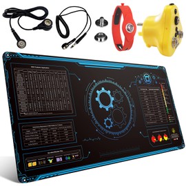 KooMall Large 48x24 Inch Anti Static Mat, Soldering Rubber Mat for PC Building, ESD Sensitive Device Repair, Assembly Work, with ESD Grounding Plug,Cord,Wrist Strap Bracelets Wristband,Heat Resistant