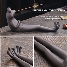 Frog Incense Stick Holder, Cute Frog Sculpture Incense Stick Stand Handmade Ceramic Modern Incense Burner Ornament Home Decor for Yoga Spa Meditation