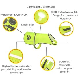 Dog Safety Reflective Vest, Waterproof Hunting Vest for Best Visibility & Security at Day and Night - Fluorescent Yellow - XL