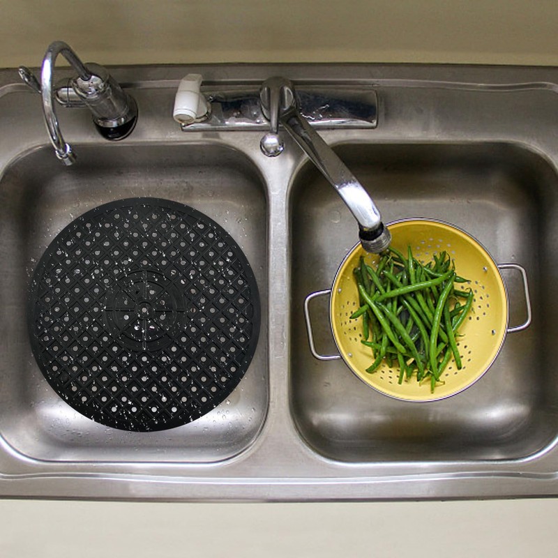 2 Pieces Anti-Slip Sink Mats, Kitchen Dish Draining Mats, Round