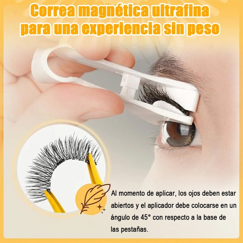 2 Pares Pestañas Magnéticas Natural Reutilizables +aplicador