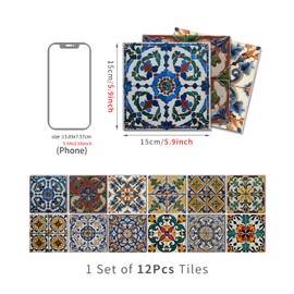 ViibXfans 6x6 Tile Decals,Peel and Stick Wall Decor Stickers,Waterproof Tiles Stick on Backsplash for Kitchen,Bathroom,Cabinets(12 Sheets)