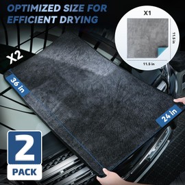 Varnix 2-Pack Microfiber Towels for Cars 36"x24", Extra Large Ultra Absorbent Car Wash Drying Towels Detailing Supplies for SUVs and Trucks, No Streaks, Spots or Scratches