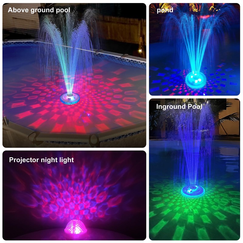 LanAqua Floating Pool Fountain with Underwater Light Show,Pool Water Fountains