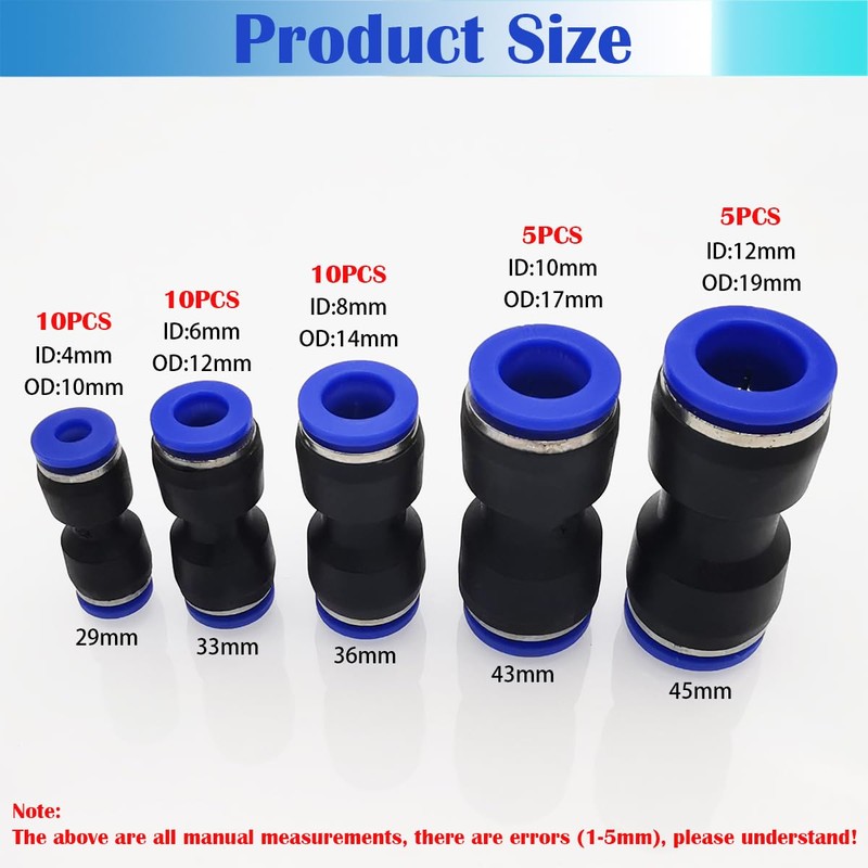 Pneumatic Push Fit Connector, Dujelixa Plastic Diameter Push Fit Pipe
