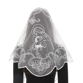 Bozidol Mantilla Veils for Church Catholic, Triangle White Holy Mother and Child Embroidered Lace Chapel Veil, Latin Mass Prayer Scarf Head Coverings for Women