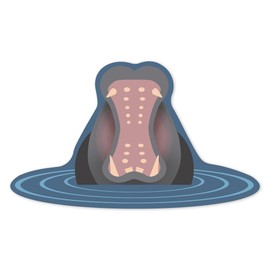 Die Cut Sticker Hippo Retro Style Vinyl Sticker 3 to 6 inches, (Waterproof Decal for Cars, Water Bottles, Laptops, Coolers), Large