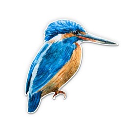 Kingfisher Watercolor - 5" Vinyl Sticker - for Car Laptop I-Pad - Waterproof Decal