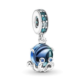 Murano Glass Cute Octopus Dangle Charm 925 Sterling Silver Pendant,Girl Jewelry Beads Gifts for Women Bracelet&Necklace