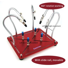 HZY Helping Hands Soldering, Third Hand Soldering Tool PCB Holder With 4 Columns 4 Arms Helping Hands Crafts Jewelry Hobby Workshop Helping Station Non-Slip Base
