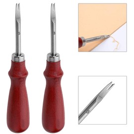 2Pcs Leather Edge Skiving Beveler Craft Keen Edge Cutting Leather Burnishing Tool, Leather Edge Skiving DIY Craft Tool for Leather Crafting Working Tools 2 Sizes(1.0mm&1.5mm Size) (3#+5#)