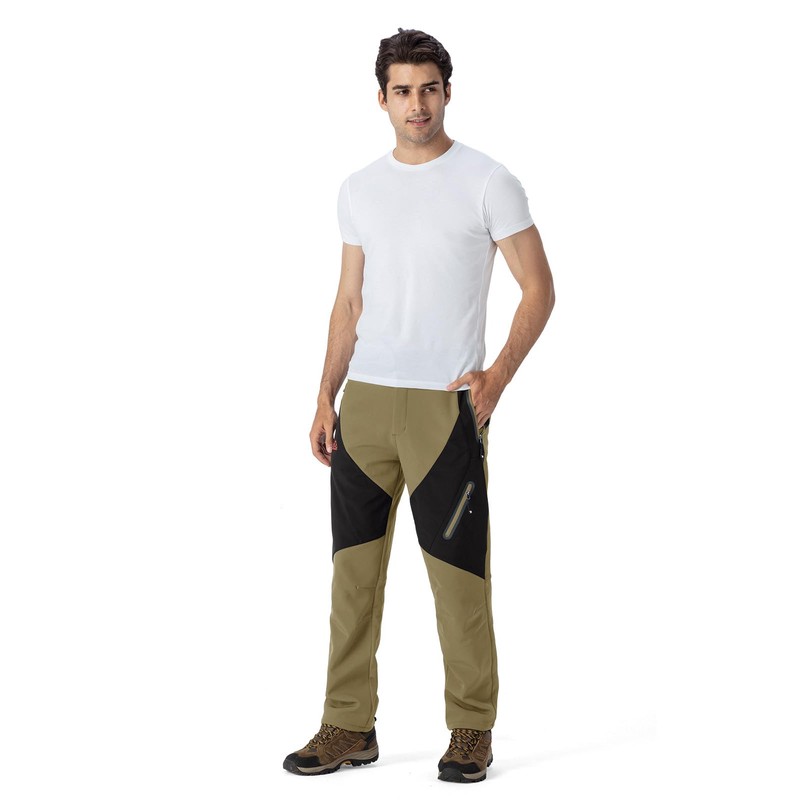 YSENTO Men's Fleece Lined Ski Snow Pants Winter Waterproof Softshell