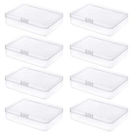 8-Pack Rectangular Plastic Storage Containers Box with Hinged Lid for Beads and Crafts, 4.5 x 3.3 x 1.1 inch / 115 x 85 x 28 mm (Translucent)