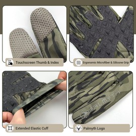 Palmyth Hunting Gloves for Men Lightweight Camo Glove Outdoor Marsh Fog M/L