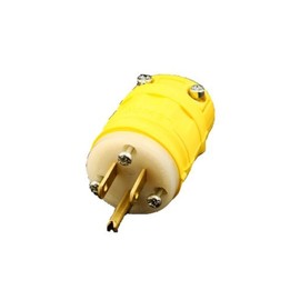 Leviton 15 Amp, 125 Volt, Plug, Industrial Grade, Straight Blade, Dustguard, Grounding, 1447, Yellow