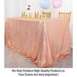48"x72 Pink Sequin Tablecloth Rectangular Wedding Decorations Pink Glitter Tablecloth Party Tablecloth (150 x 260 cm, Rose Gold)