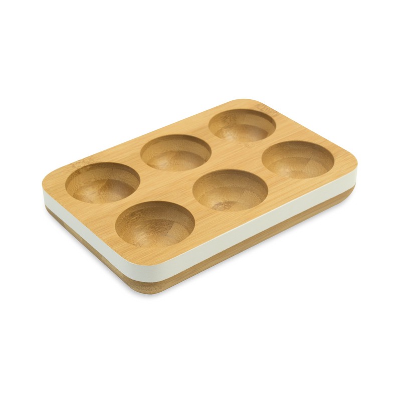 Pebbly NBA108 Egg Tray, Bamboo, White, 17 x 12 x