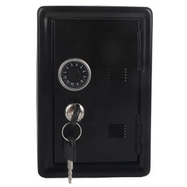 Kid Safe Piggy Bank, Kids Password Safe Box with Key, Children's Savings Safe for Boys Girls, Coin Deposit Safe Cash Savings Box (Black)