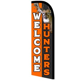 Vista Products Welcome Hunters Premium Windless Polyknit Feather Flag (3 x 11.5 feet)