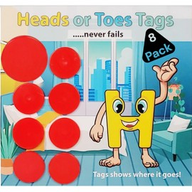 Heads or Toes Tags|Bed Sheet Marking Tags-Easy-to-Use for Bedding Organization-Reusable & Durable Bed Clips for Quick Bed-Making (Red)