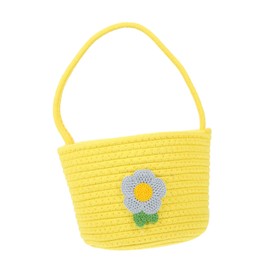 STOBAZA Hanging Towels Yellow Bedroom Picnic Basket Organizer Rattan Fruit Portable Cotton with Desk Handles Woven Handle Toys Handheld Cute Office Food Loveliness Wall Storage