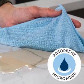 S&T INC. 50 Pack Microfiber Cleaning Cloth, Bulk Towels for Home, Reusable Microfiber Towels for Cars, Cleaning Rags, Light Blue, 11.5 Inches x 11.5 Inches, 50 Count