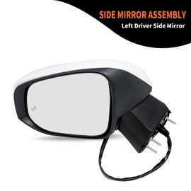 Aspaton Left Driver Side Mirror Assembly Compatible with RAV-Four 2019-2024 Side Door Mirror with Turn Signal Light & (BSM) Blind Spot Match & Heated and Power Glass Replace 879400R271 (8Pins White)