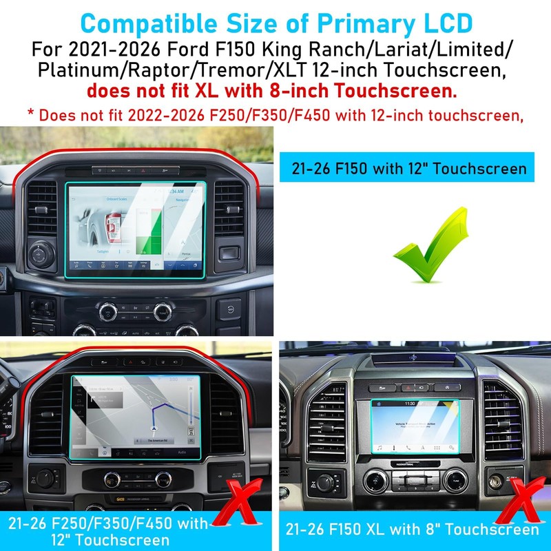 TTCR-II for 2021-2025 2026 Ford F150 Screen Protector 12 Inch